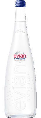 Evian Sparkling Water Glass-Bottle 6 Pack 750ml - France S05