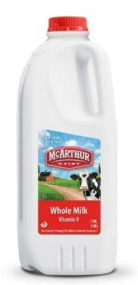 Whole Milk 1/2 Gallon 1.89 Liters - McArthur Dairy