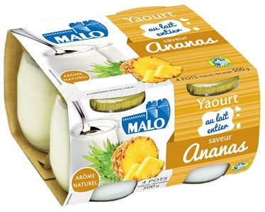 Pineapple Yogurt Malo 4 Glass Pot Containers Pack